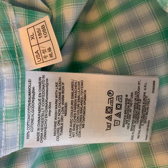 Blue and Green Plaid Brooks Brothers Button Down - Picture 5 of 5